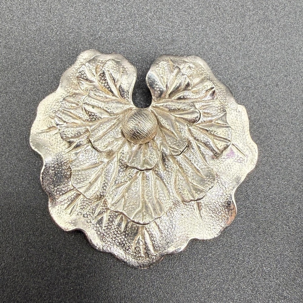 Vintage Emmons Brooch EMj Silver Tone Leaf Signed
